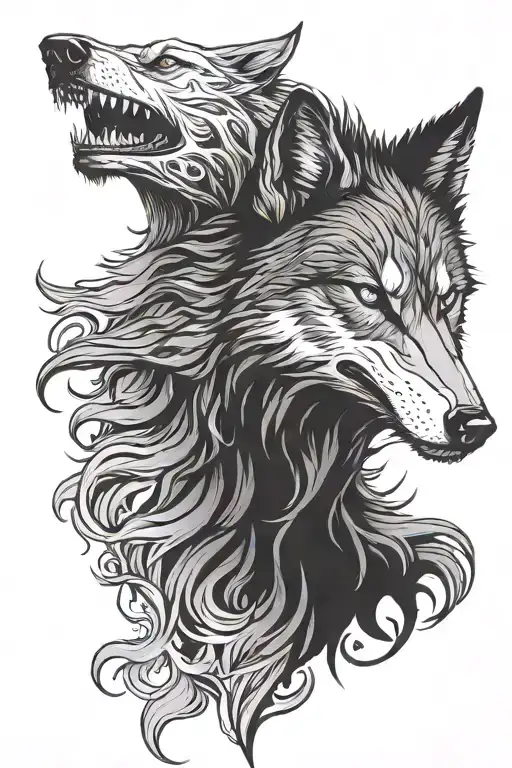 scary wolf tattoo design idea