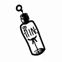 message in a bottle with twine tied at the top and a smiley face charm hanging from the twine tattoo design idea
