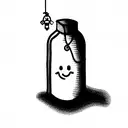 message in a bottle with twine tied at the top and a smiley face charm hanging from the twine tattoo design idea