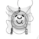 message in a bottle with twine tied at the top and a smiley face charm hanging from the twine tattoo design idea