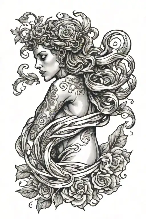 Aphrodite descending tattoo design idea