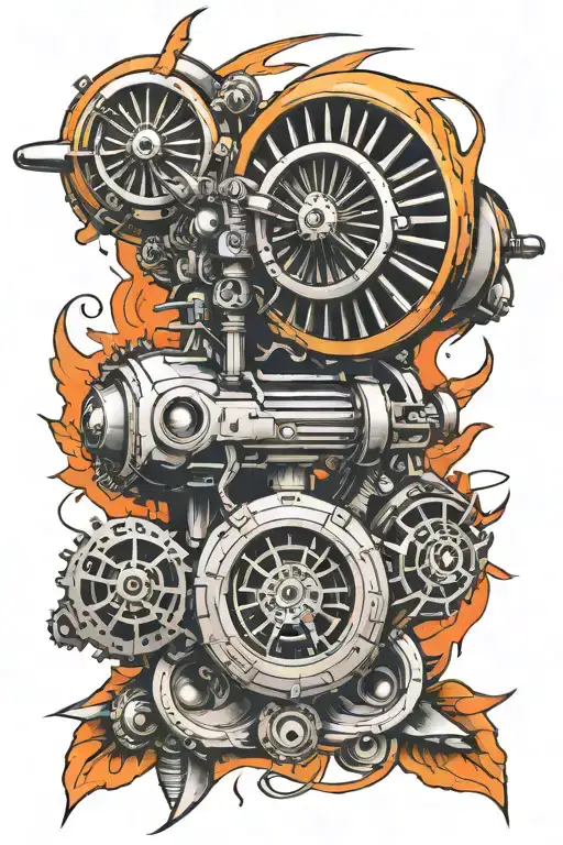 jet engines techincal drawing tattoo design idea