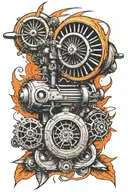 jet engines techincal drawing tattoo design idea