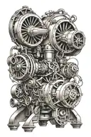jet engines techincal drawing tattoo design idea