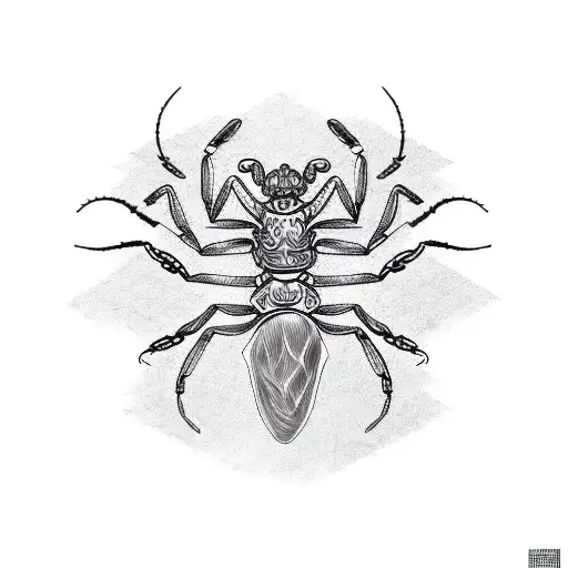 A sketched outline of a scorpion with intricate patterns inside its body tattoo design idea