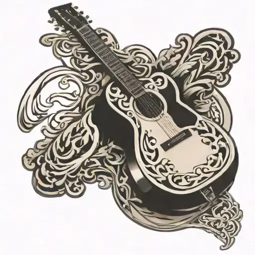 guitar waylon jennings symbol intertwined tattoo design idea