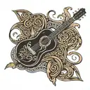 guitar waylon jennings symbol intertwined tattoo design idea