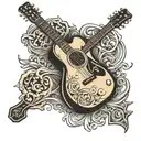 guitar waylon jennings symbol intertwined tattoo design idea