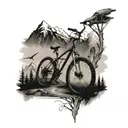 mountains and bicycle tattoo design idea