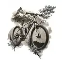 mountains and bicycle tattoo design idea