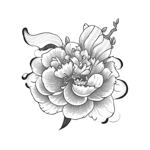 A couple of orange peony flowers with an emperor moth on top of it.  tattoo design idea