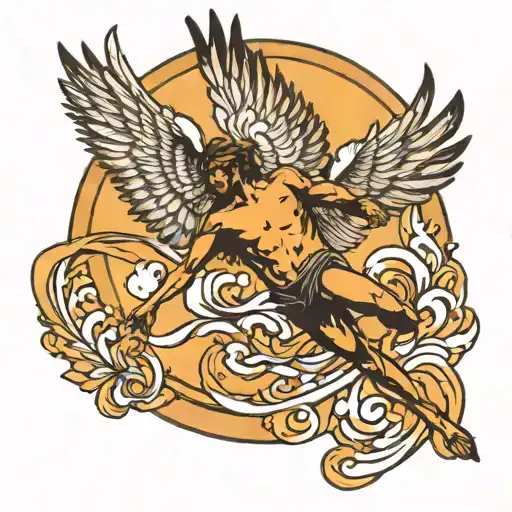 Icarus falling with sun  tattoo design idea
