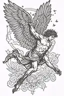 icarus falling from sky tattoo design idea