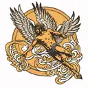 Icarus falling with sun  tattoo design idea