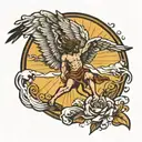 Icarus falling with sun  tattoo design idea