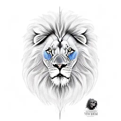 Lion with blue eyes and one with a scar over  tattoo design idea