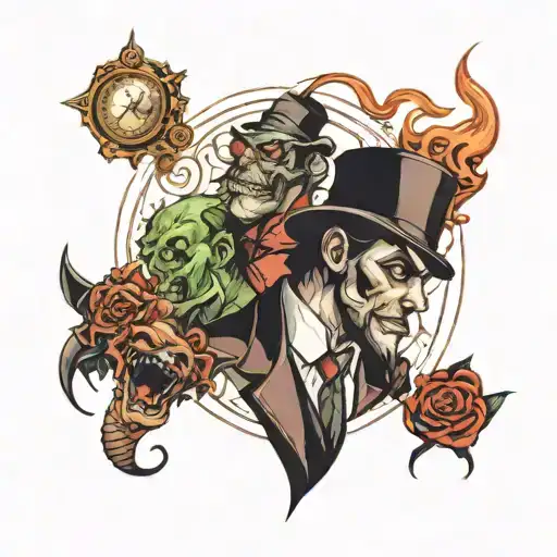 Jekyll and Hyde evil and dark tattoo design idea