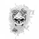 skull with roses tattoo design idea