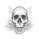 skull with roses tattoo design idea