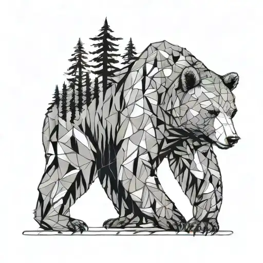 Bear and Forest under upside down from the bear tattoo design idea