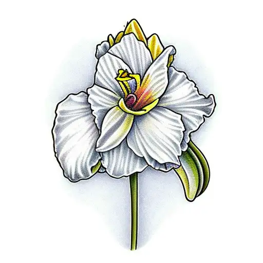 daffodil that says "Colt Avery" in the stem tattoo design idea