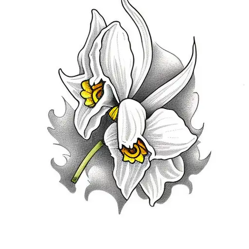 daffodil that says "Colt Avery" in the stem tattoo design idea