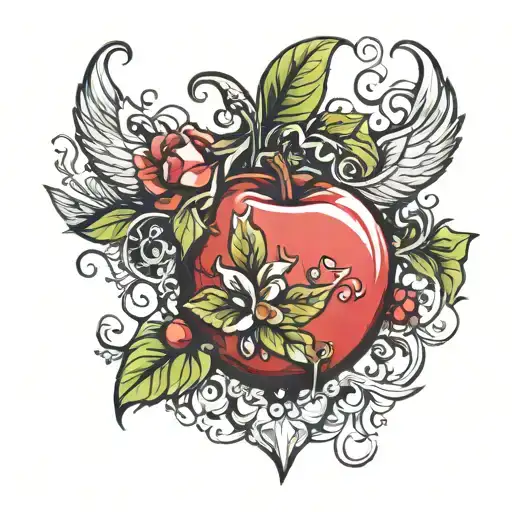 apple dress tattoo design idea