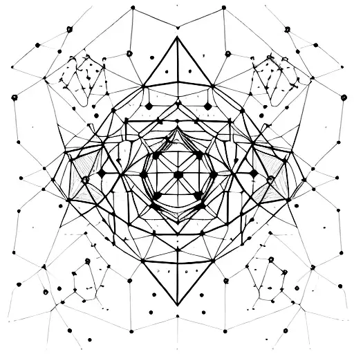 A constellation made up of geometric shapes and coding symbols tattoo design idea