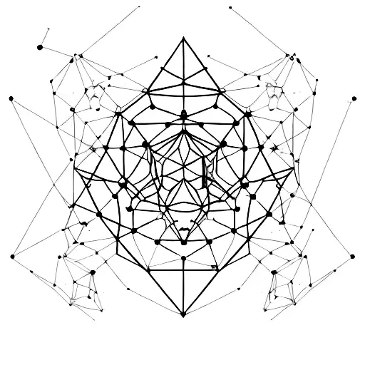 A constellation made up of geometric shapes and coding symbols tattoo design idea