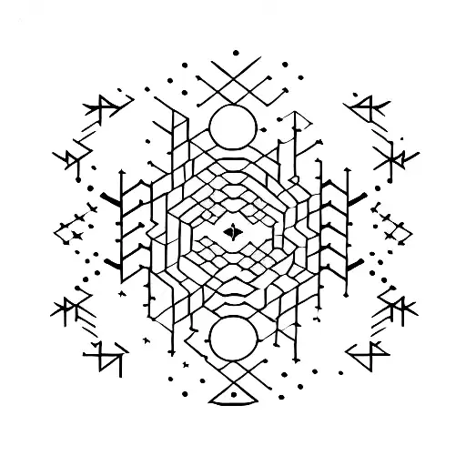 A minimalistic representation of a binary code pattern with stars in the background tattoo design idea