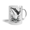 whale floating on top mug of beer tattoo design idea