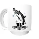 whale floating on top mug of beer tattoo design idea