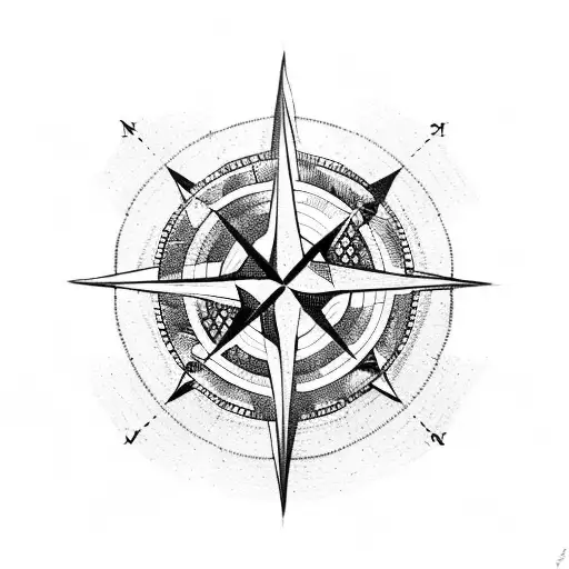 compass connected to an anchor with rope tattoo design idea