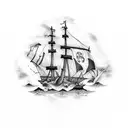 squid attacking pirate ship tattoo design idea