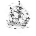 squid attacking pirate ship tattoo design idea