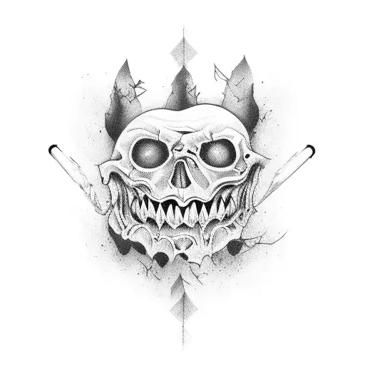 Premium AI Image | Horror Movie Skull Tattoo Design