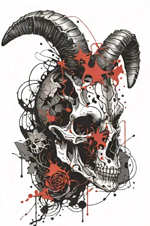 goat skull tattoo design idea