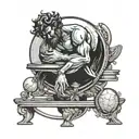 atlas resting on a globe reminding the client to rest tattoo design idea