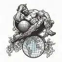 atlas resting on a globe reminding the client to rest tattoo design idea