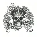 gambling skulls roses surrounded tattoo design idea