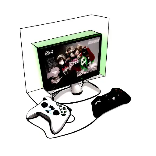 only a wireless xbox control and on the buttons the letters E,E,J,C tattoo design idea