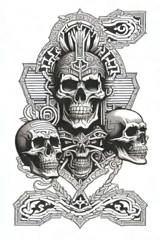 prison bars, Aztec, jokers, smoke, skull tattoo design idea