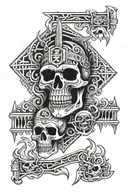 prison bars, Aztec, jokers, smoke, skull tattoo design idea