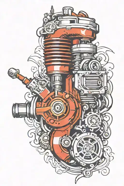 engine turbo motor tattoo design idea