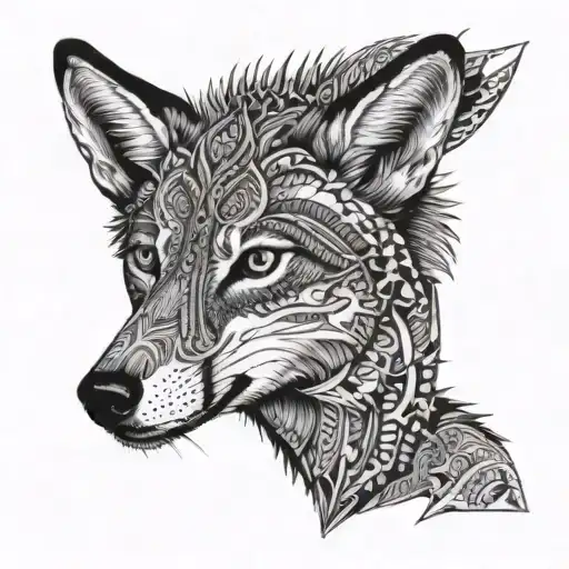 men & coyotes tattoo design idea