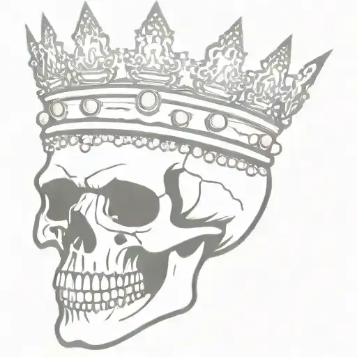 scary skull with a crooked royal crown with lots of jewels  tattoo design idea