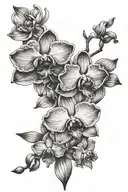 orchid, hyacinth, and other blooming flowers tattoo design idea