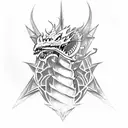 Dragon breathing fire onto d20 die tattoo design idea