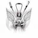 Angels with fork tattoo design idea