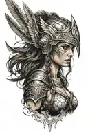 valkyrie warrior woman tattoo design idea